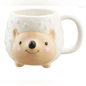 NWT Mainstays 17.25 oz White & Beige Porcupine Sculpted Earthenware Mug